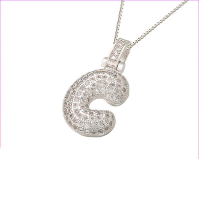 Initial Pave Bubble Necklace in 18k Gold