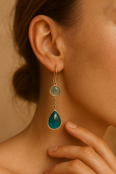 Calista | Blue Stone Drop Earrings