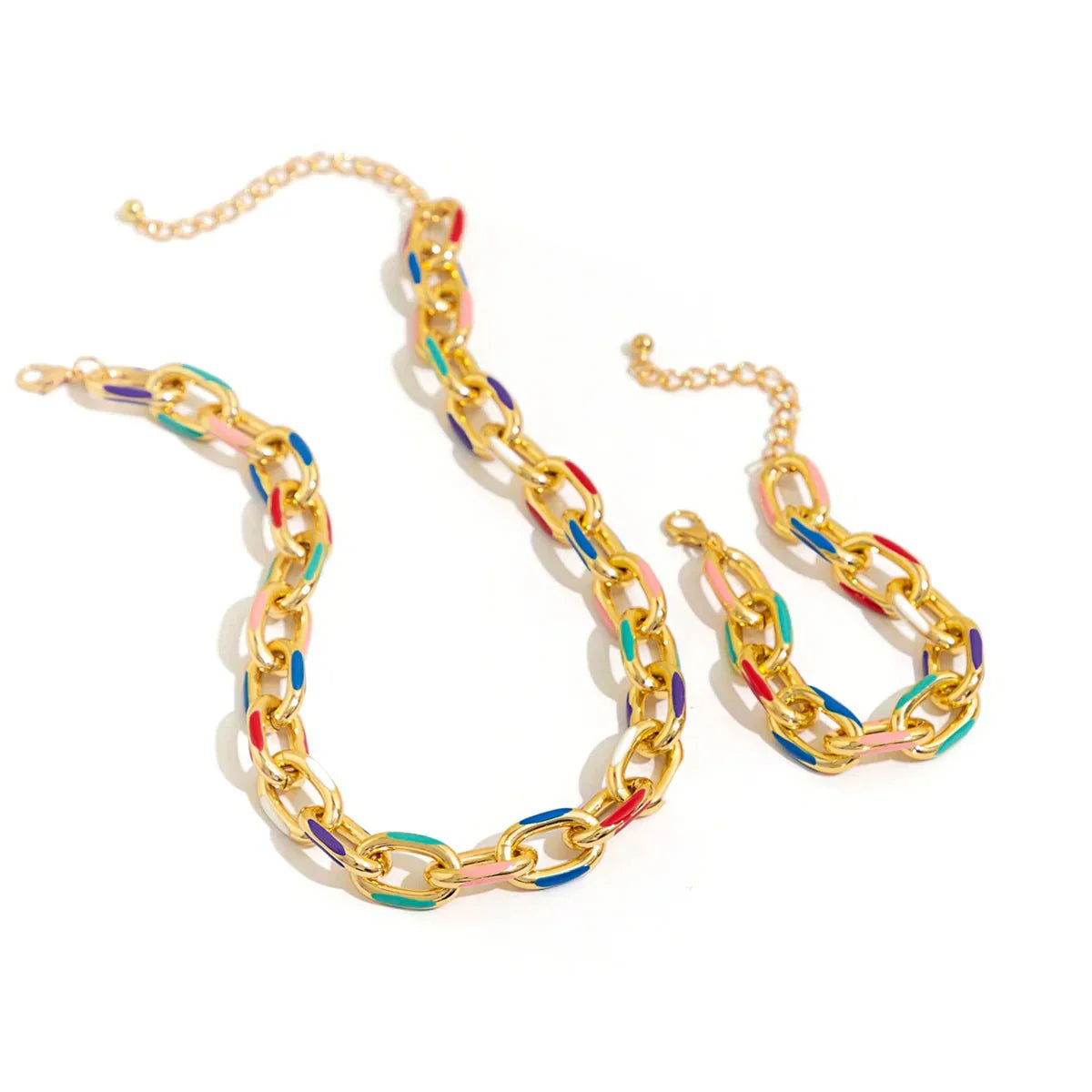 Vibrant Chain Bracelet and Necklace Duo