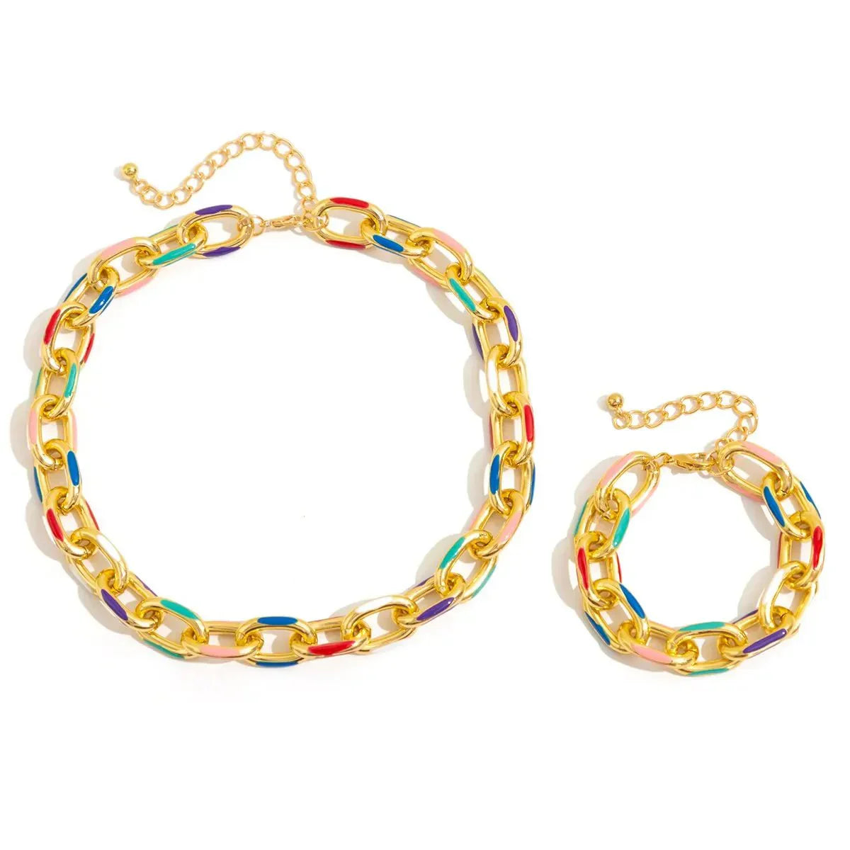Vibrant Chain Bracelet and Necklace Duo