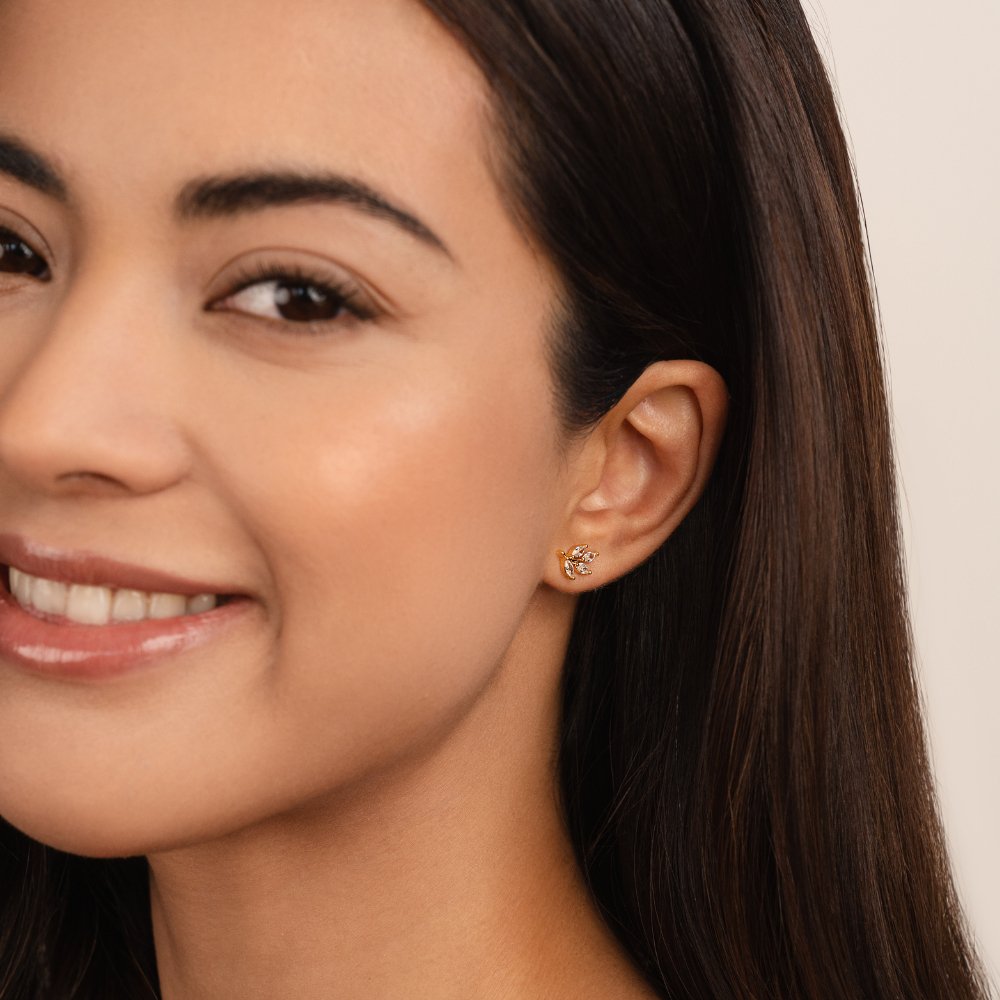 Finley | Elegant Crystal Leaf Earrings