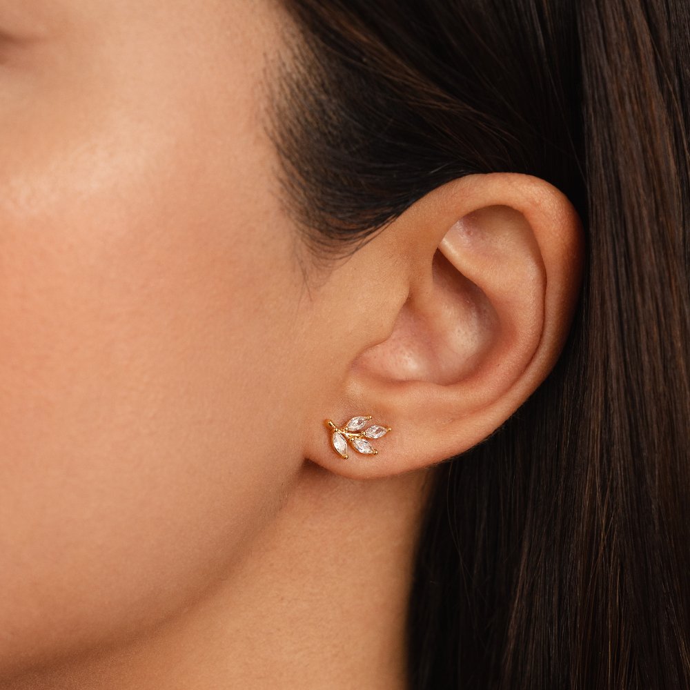 Finley | Elegant Crystal Leaf Earrings