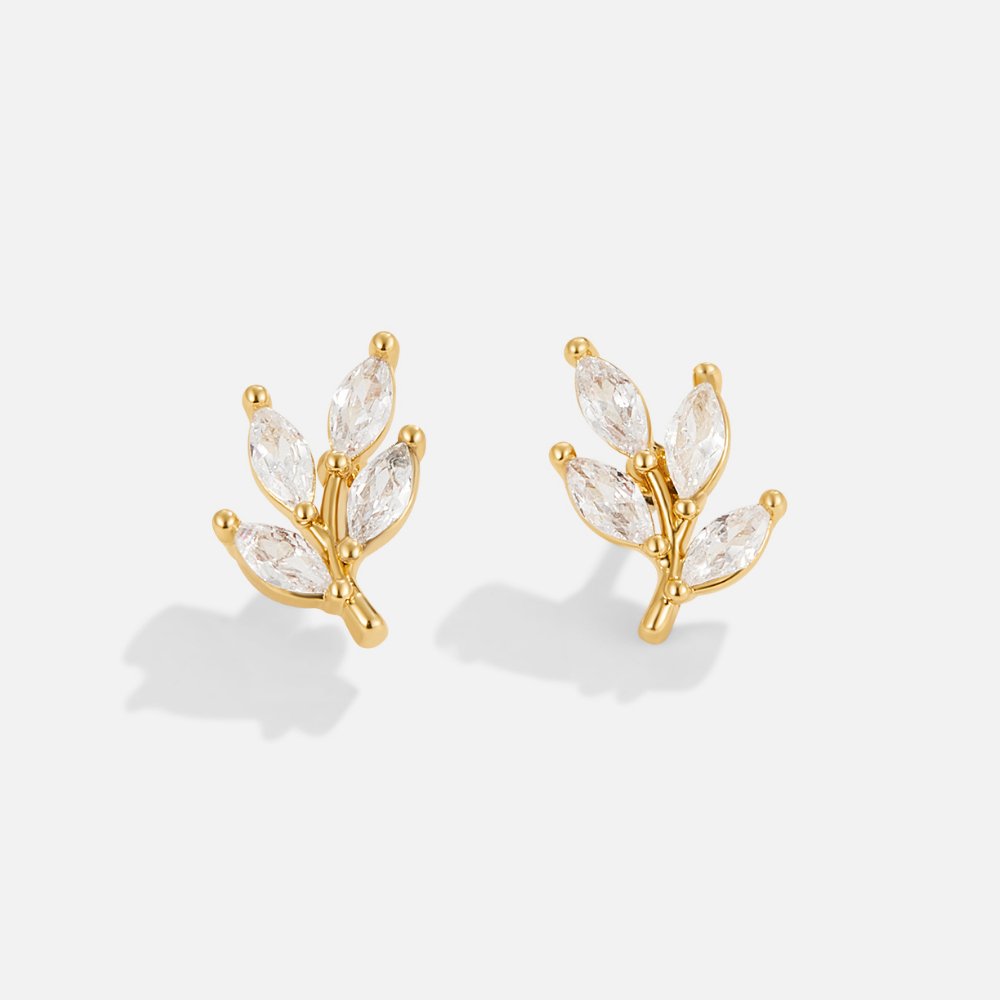 Finley | Elegant Crystal Leaf Earrings