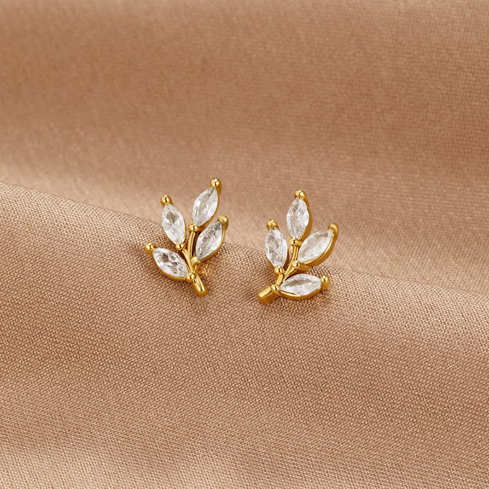 Finley | Elegant Crystal Leaf Earrings