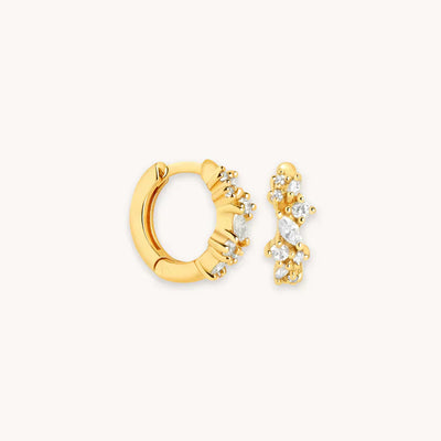 18k Gold Crystal Cluster Hoop Earrings