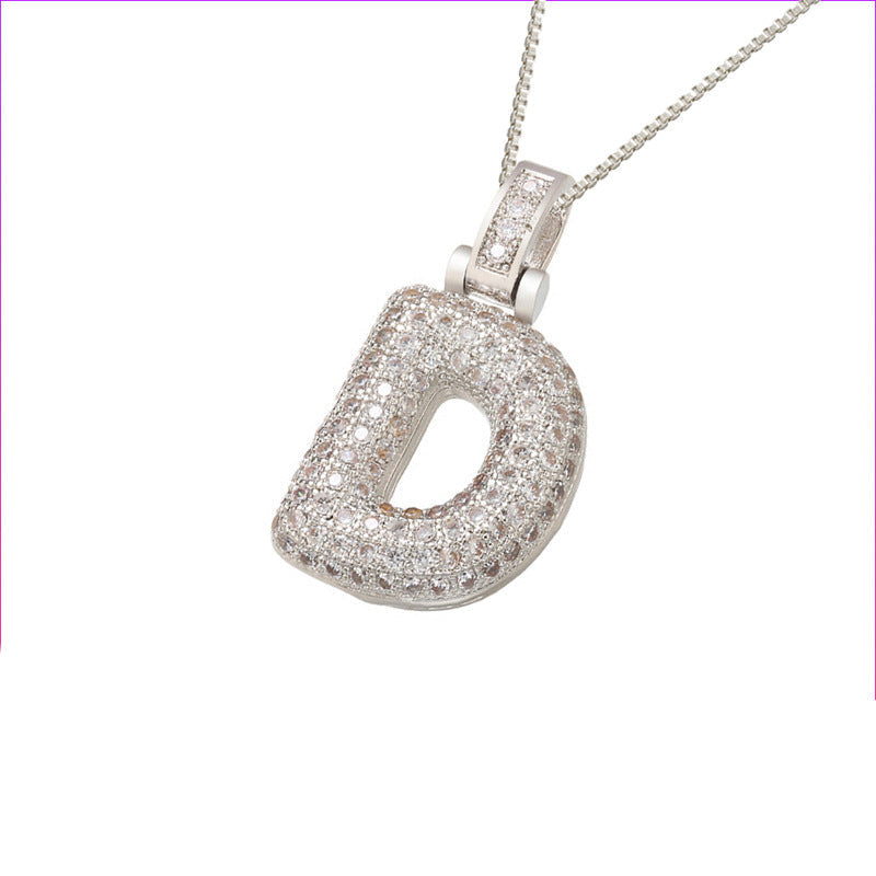 Initial Pave Bubble Necklace in 18k Gold