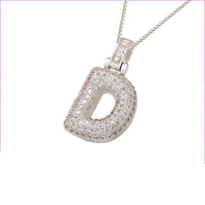 Initial Pave Bubble Necklace in 18k Gold
