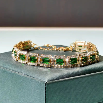 Emerald Green Statement Gold Bracelet