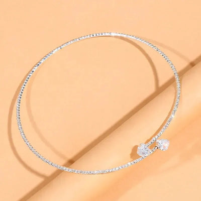 Open Heart Diamond Choker Necklace