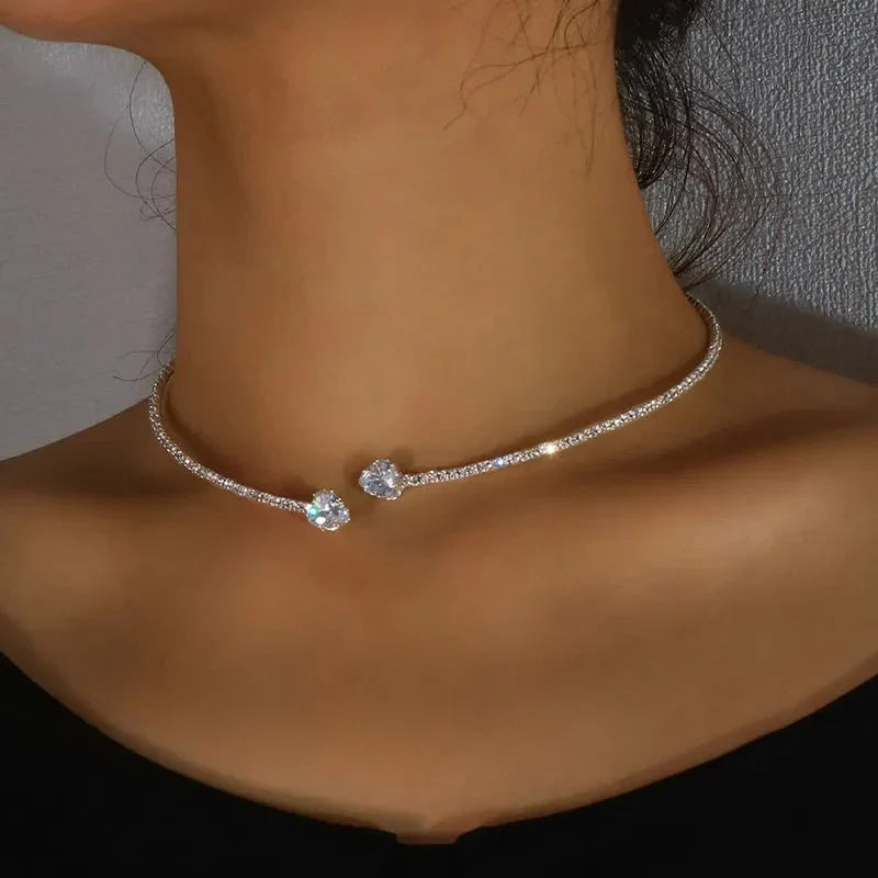 Open Heart Diamond Choker Necklace