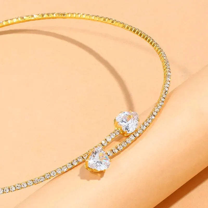 Open Heart Diamond Choker Necklace