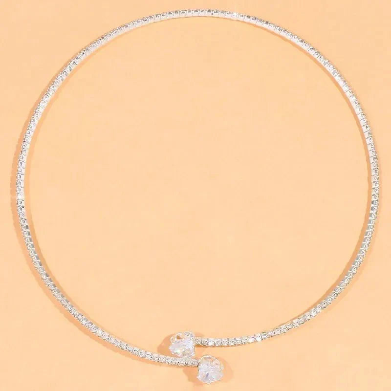 Open Heart Diamond Choker Necklace