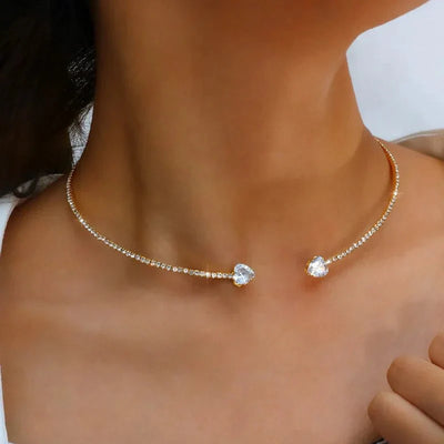 Open Heart Diamond Choker Necklace