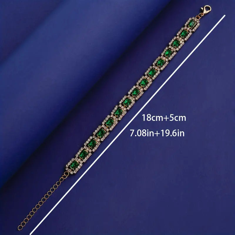 Bold Gold Bracelet with Emerald Green Accents