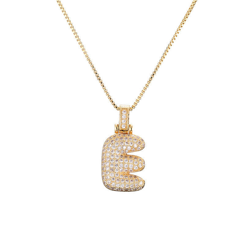 Initial Pave Bubble Necklace in 18k Gold