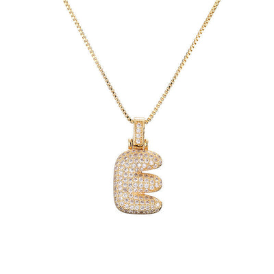 Initial Pave Bubble Necklace in 18k Gold
