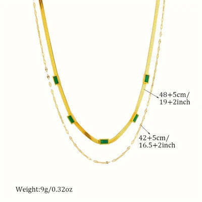 Sorella Gem Double-Layer Retro Gold Necklace