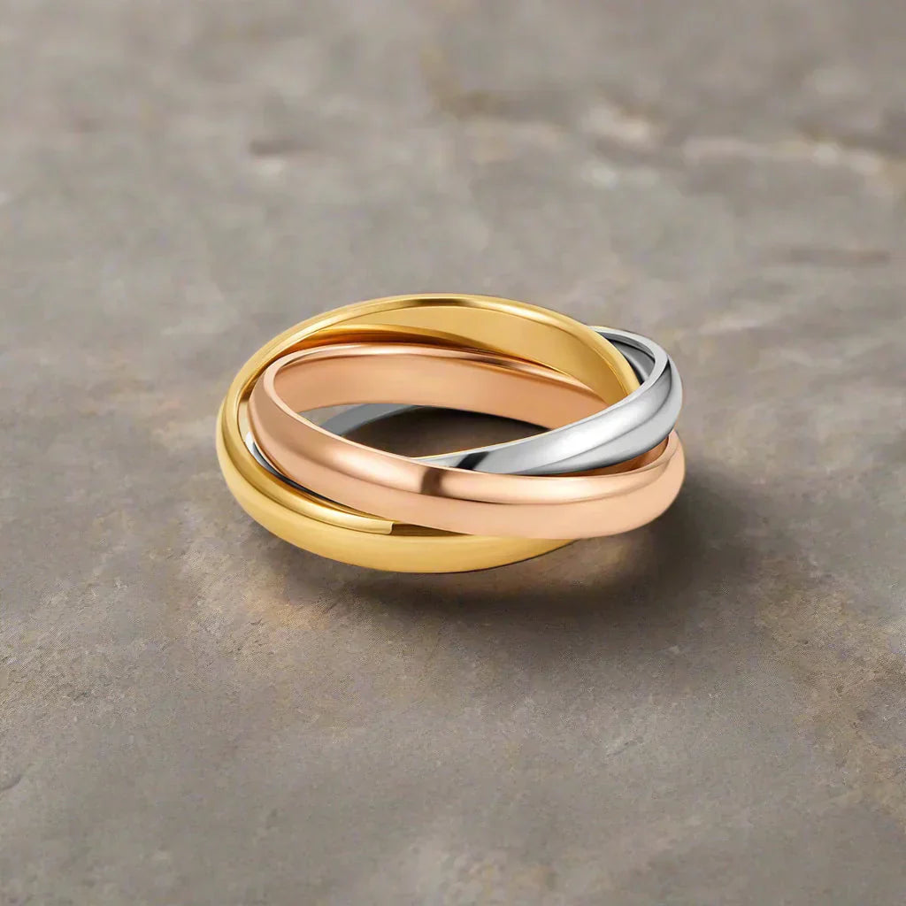 Chic Three-Tone Band Ring