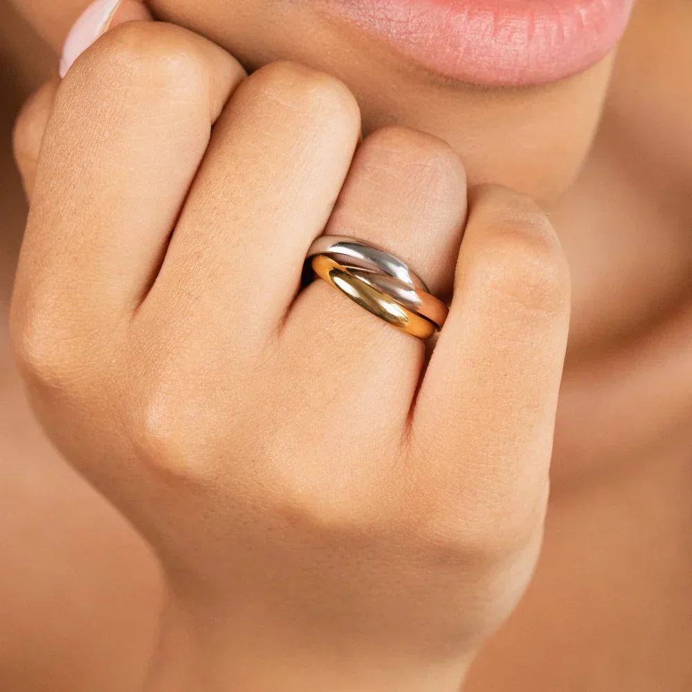 Chic Three-Tone Band Ring