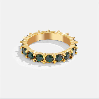 Navy & Emerald Elegance 18K Crystal Ring