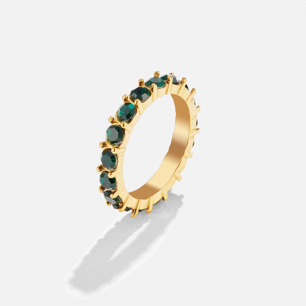 Navy & Emerald Elegance 18K Crystal Ring