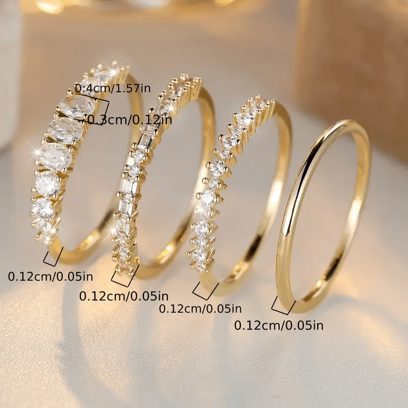 14k Gold Zirconia Stacking Rings