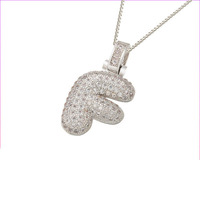 Initial Pave Bubble Necklace in 18k Gold