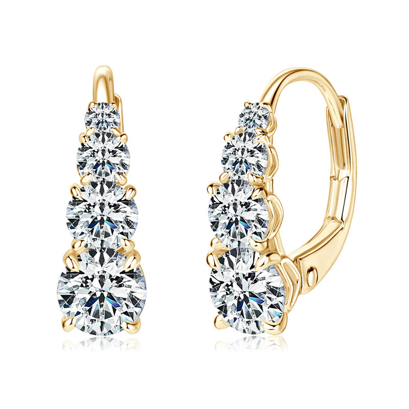 Carol™ | Elegant Gold Four-Stone Earrings