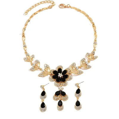 Blooming Floral Diamond Necklace and Earring Ensemble