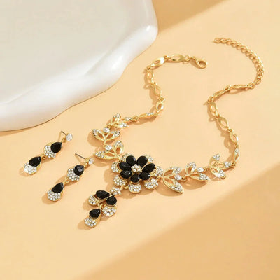 Blooming Floral Diamond Necklace and Earring Ensemble