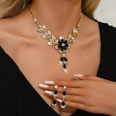 Blooming Floral Diamond Necklace and Earring Ensemble
