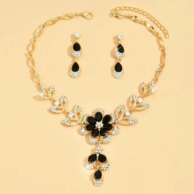 Blooming Floral Diamond Necklace and Earring Ensemble