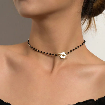 Flower Clasp Floral Choker Necklace
