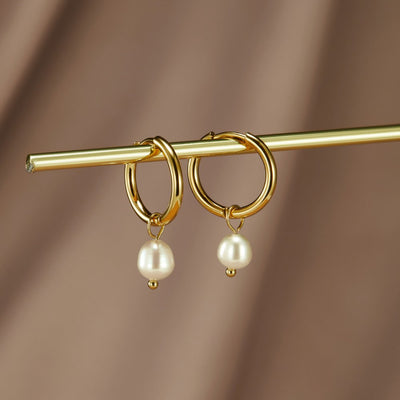 Bella Freshwater Pearl Earrings in 18K Gold