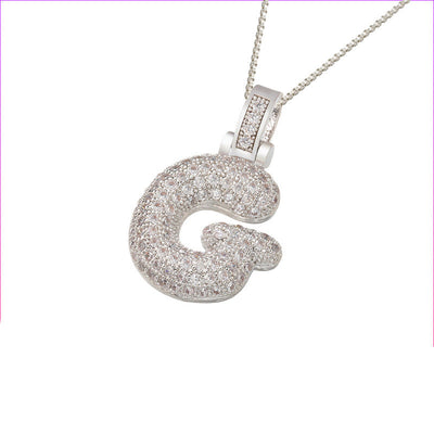 Initial Pave Bubble Necklace in 18k Gold