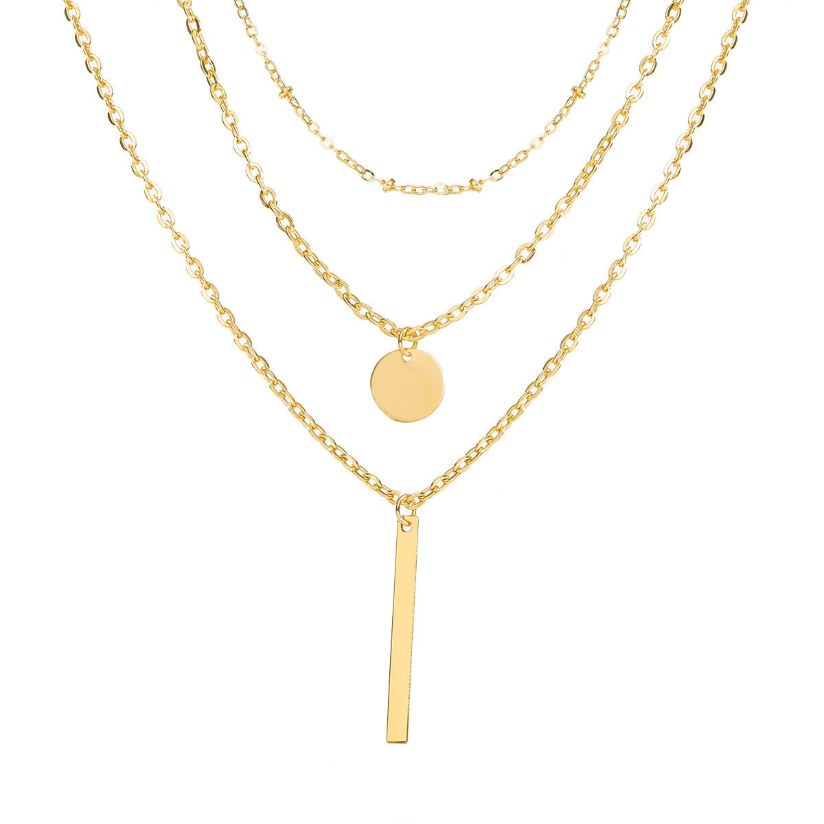 18k Gold Layered Vintage Geometric Pendant Necklace