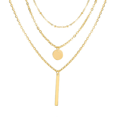 18k Gold Layered Vintage Geometric Pendant Necklace