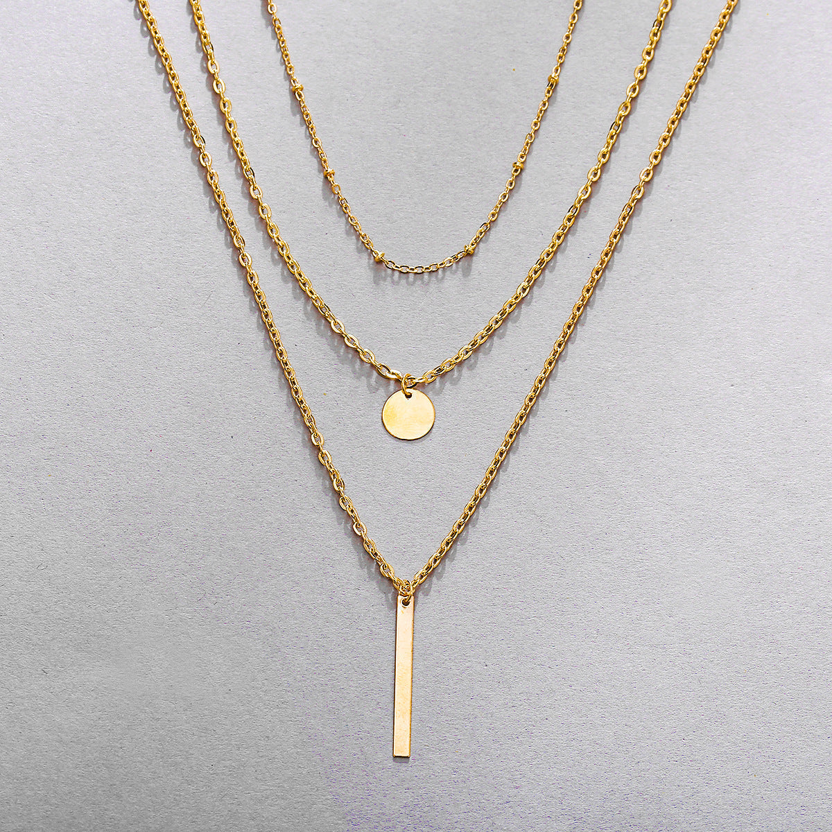 18k Gold Layered Vintage Geometric Pendant Necklace