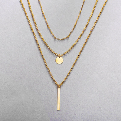 18k Gold Layered Vintage Geometric Pendant Necklace