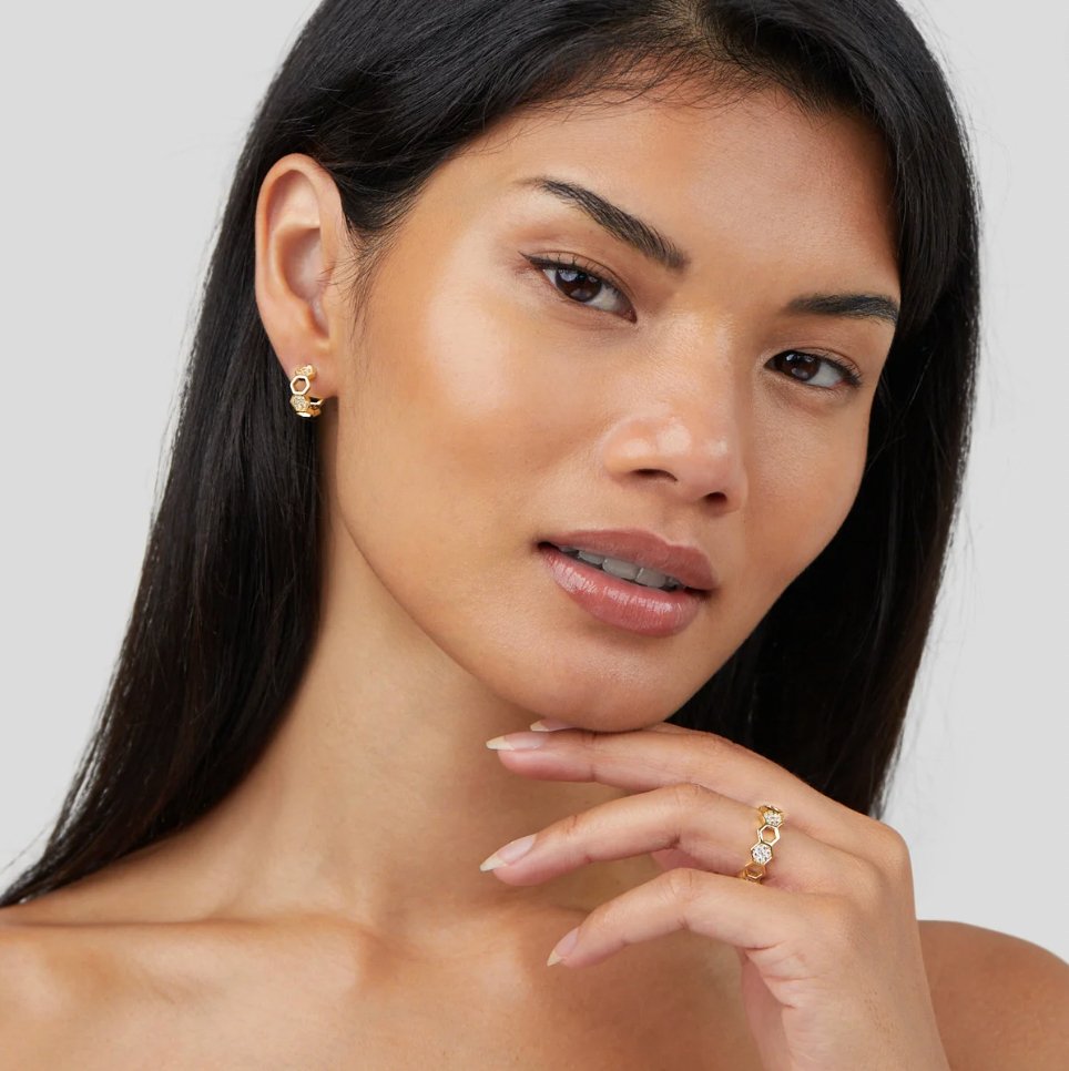 Adelyn Bee Ring - Gold with Crystal Accents