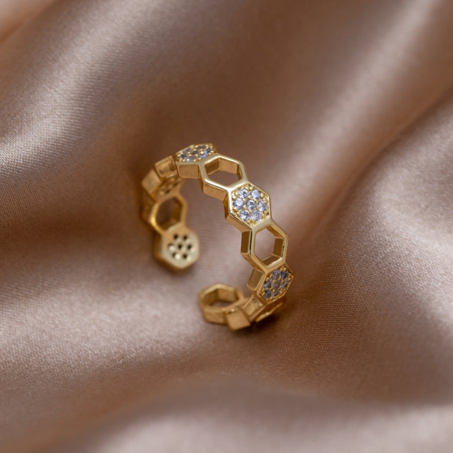 Adelyn Bee Ring - Gold with Crystal Accents