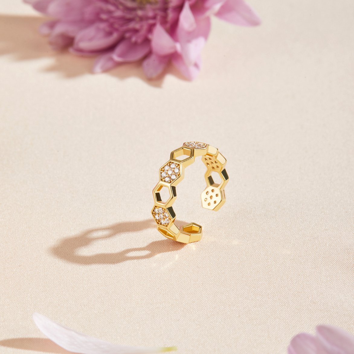 Adelyn Bee Ring - Gold with Crystal Accents
