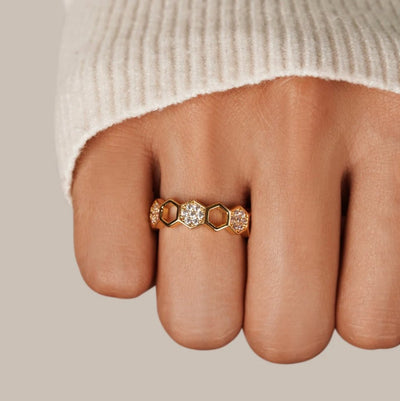 Adelyn Bee Ring - Gold with Crystal Accents