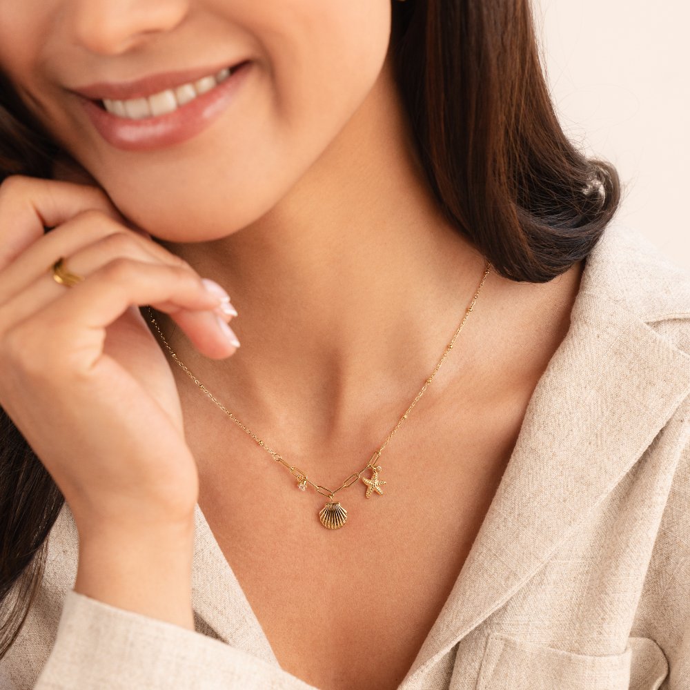 Golden Shell & Starfish Necklace