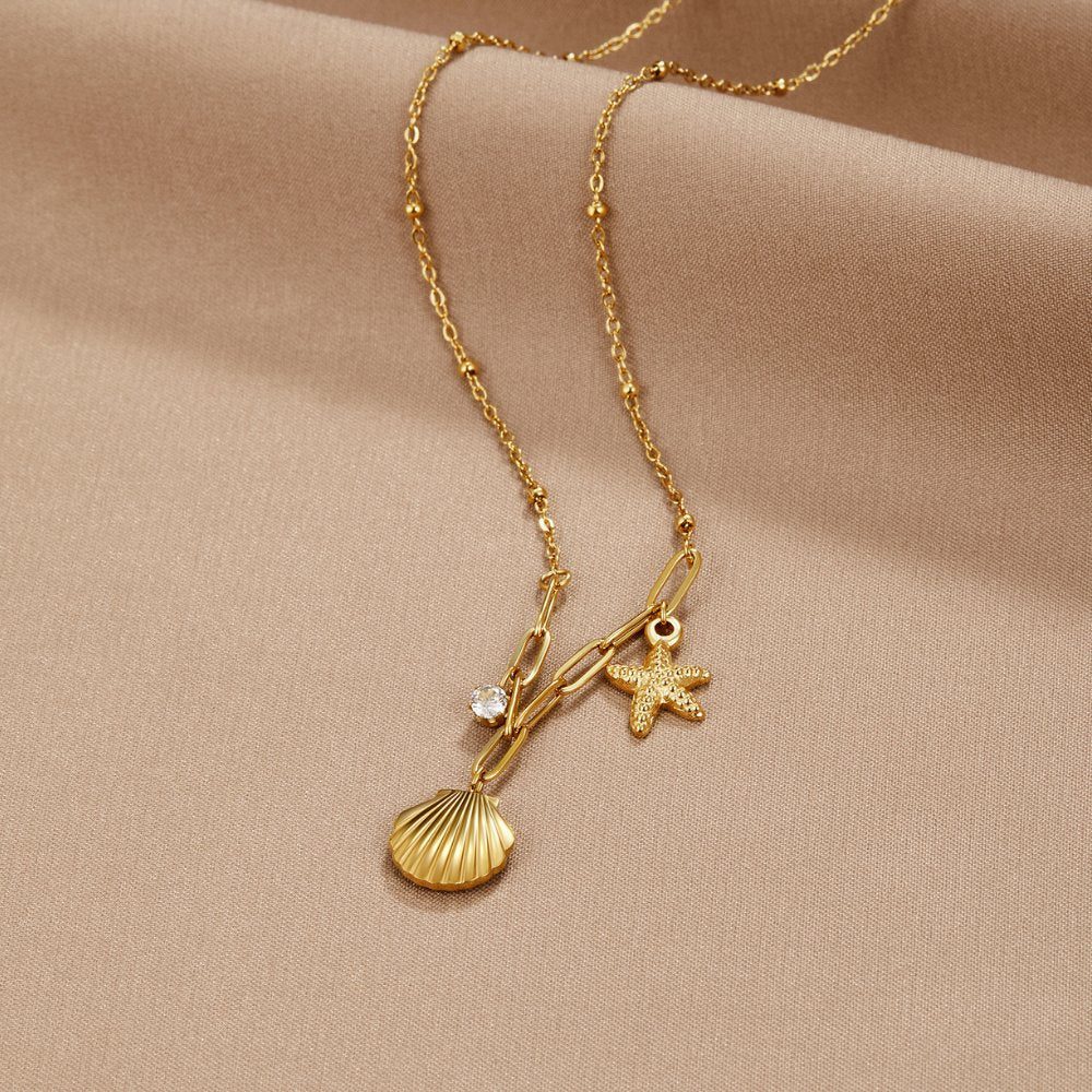 Golden Shell & Starfish Necklace