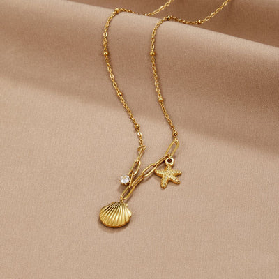 Golden Shell & Starfish Necklace