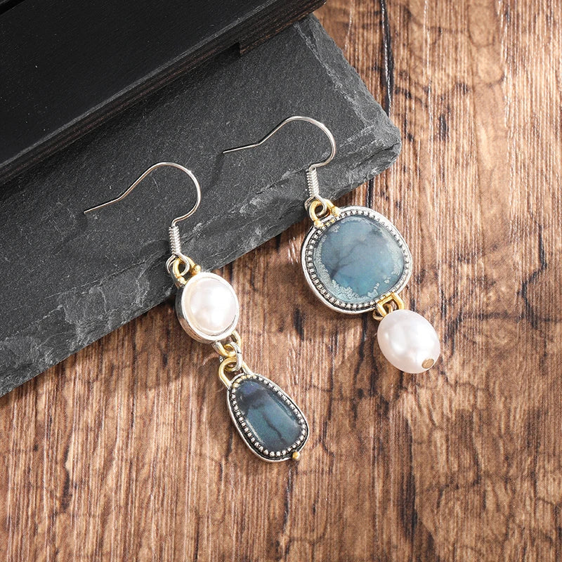 StoneLuxe™ Vintage Blue Gemstone Earrings