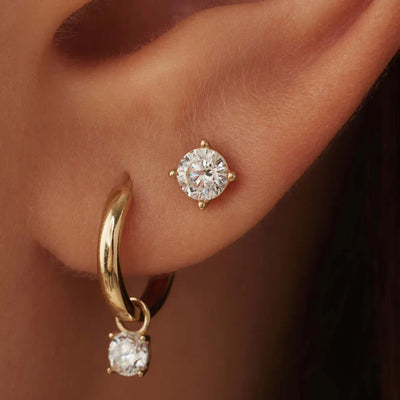 Larmes™ | Gold Stone Stud Earrings" can be rewritten as "Larmes™ | Elegant Gold Stone Stud Earrings.