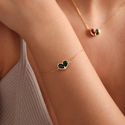 Timeless Birthstone Heart Necklace and Bracelet Duo