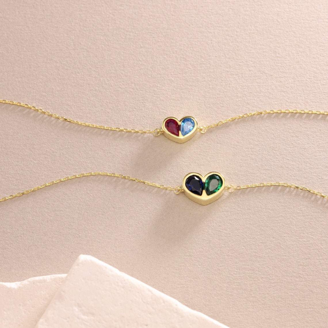 Timeless Birthstone Heart Necklace and Bracelet Duo
